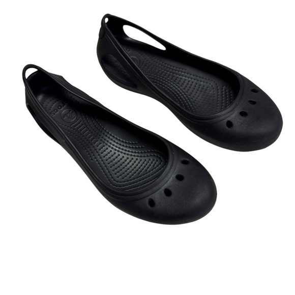 Crocs Womens Kadee Ballet Flats Size 8 Black Rubber Comfort Slip On Waterproof - Picture 1 of 6